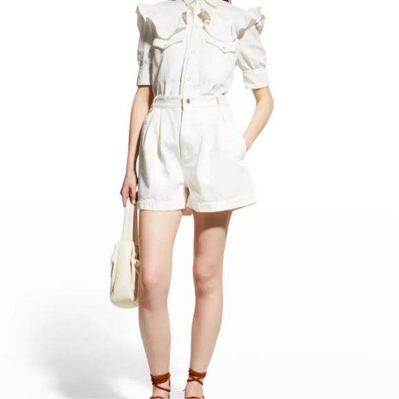 Zadig Voltaire white denim Jacket button down shirt Top L - Picture 7 of 10